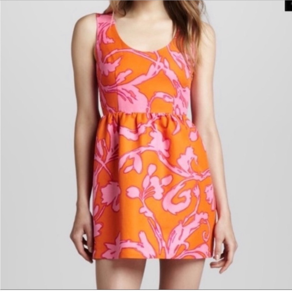 Julie Brown silk cotton blend fit and flare mini floral vibrant dress size 10